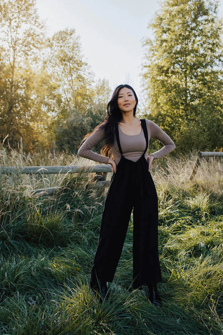 New | Silky Washed Solid Suspender Jumpsuit